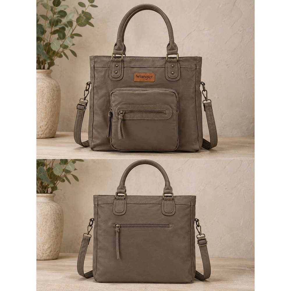 NWT Wrangler Slouchy Tote Bag Taupe Faux Leather Western Crossbody Purse